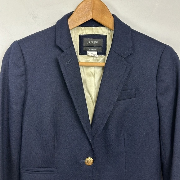 J. Crew Original Schoolboy Blazer Navy Blue Wool Blend Sz 0 - Picture 7 of 16
